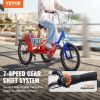 VEVOR Folding Adult Tricycle, 20-Inch 7-Speed Adult Folding Trikes, Carbon Steel 3 Wheel Cruiser Bike with Large Basket & Adjustable Seat
