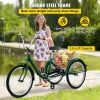 VEVOR Tricycle Adult 24'' Wheels Adult Tricycle 1-Speed 3 Wheel Bikes For Adults Three Wheel Bike For Adults Adult Trike Adult Folding Tricycle Foldab