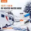 VEVOR 15ft Heated Water Hose for RV, Heated Drinking Water Hose Antifreeze to -45¬∞F, Automatic Self-regulating, 5/8" I.D. with 3/4" GHT Adapter