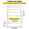 VEVOR Pool Towel Rack, 5 Bar, White, Freestanding Outdoor PVC Trapedozal Poolside Storage Organizer, Include 8 Towel Clips, Mesh Bag, Hook