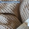 100% Cotton Waffle Weave Throw Blanket 50x60 inch Sand Color Lightweight Soft and Breathable Throw Blanket for All Season Skin Friendly Blanket for Co