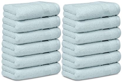 12 Pack Light Blue Color Resort Collection Soft Washcloth Face Body Towel Set 12x12 inch Luxury Hotel Plush & Absorbent Cotton Wash Clothes