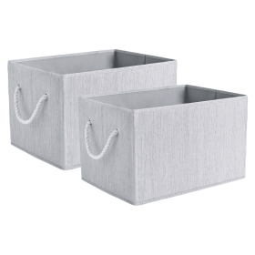 2pk 34L Foldable Organizing Storage Bins with Rope Handle, Grey