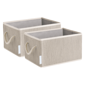 2pk 11L Foldable Organizing Storage Bins with Rope Handle, Clay