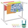 VEVOR Pool Towel Rack, 5 Bar, White, Freestanding Outdoor PVC T-Shape Poolside Storage Organizer, Include 8 Towel Clips, Mesh Bag, Hook