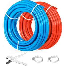 VEVOR PEX Tubing Pipe 2 Rolls of 1/2 Inch X 100 Feet PEX Tubing Non Oxygen Barrier Radiant Floor PEX Pipe Radiant Heat Floor Heating Plumbing Cold and