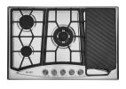 AHT30IN20S-SD-KP Hothit Propane Gas Cooktop 30" Inch with Griddle, 5 Burner Built-in Stainless Steel Gas Stove Top, LPG/NG Dual Fuel