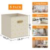 6 Pack Fabric Storage Cubes with Oval Grommets, Foldable 11 Inch Cube Storage Bins, Storage Baskets for Shelves