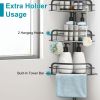 Rust-Resistant Corner Shower Caddy For Bathroom 4 Height Adjustable Shelves With Tension Pole Towel Bar Hanging Hook Floor Standing Bath Storage Rack