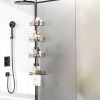 Rust-Resistant Corner Shower Caddy For Bathroom 4 Height Adjustable Shelves With Tension Pole Towel Bar Hanging Hook Floor Standing Bath Storage Rack