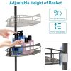 Rust-Resistant Corner Shower Caddy For Bathroom 4 Height Adjustable Shelves With Tension Pole Towel Bar Hanging Hook Floor Standing Bath Storage Rack