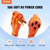 VEVOR 50 ft RV Extension Cord, 50 Amp, Heavy Duty STW RV Power Cord, NEMA 14-50R Female NEMA 14-50P Male Plug, with LED Indicator Handle 15A Adapter