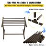 VEVOR Pool Towel Rack, 5 Bar, Brown, Freestanding Outdoor PVC T-Shape Poolside Storage Organizer, Include 8 Towel Clips, Mesh Bag, Hook