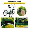VEVOR Tricycle Adult 24'' Wheels Adult Tricycle 1-Speed 3 Wheel Bikes For Adults Three Wheel Bike For Adults Adult Trike Adult Folding Tricycle Foldab