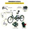 VEVOR Tricycle Adult 24'' Wheels Adult Tricycle 1-Speed 3 Wheel Bikes For Adults Three Wheel Bike For Adults Adult Trike Adult Folding Tricycle Foldab