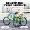 VEVOR Folding Adult Tricycle, 20-Inch Adult Folding Trikes, Carbon Steel 3 Wheel Cruiser Bike with Large Basket & Adjustable Seat