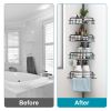 Rust-Resistant Corner Shower Caddy For Bathroom 4 Height Adjustable Shelves With Tension Pole Towel Bar Hanging Hook Floor Standing Bath Storage Rack