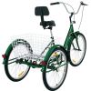 VEVOR Tricycle Adult 24'' Wheels Adult Tricycle 1-Speed 3 Wheel Bikes For Adults Three Wheel Bike For Adults Adult Trike Adult Folding Tricycle Foldab