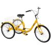 VEVOR Yellow Adult Tricycle 24'' 1-Speed 3 Wheel Bikes, Foldable Adult Tricycle 3 Wheel Bike Trike for Adults