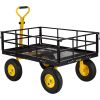 VEVOR Steel Garden Cart, Heavy Duty 1200 lbs Capacity, with Removable Mesh Sides to Convert into Flatbed
