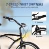 Multifunction 26 Inch 7 Speed Bike, Steel Frame, Upright Comfortable Seat, U-brake, Multi-function Rear Rack, Multicolor