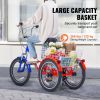 VEVOR Folding Adult Tricycle, 20-Inch 7-Speed Adult Folding Trikes, Carbon Steel 3 Wheel Cruiser Bike with Large Basket & Adjustable Seat