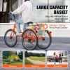 VEVOR Folding Adult Tricycle, 24-Inch Adult Folding Trikes, Lightweight Aluminum Alloy 3 Wheel Cruiser Bike with Large Rear Basket