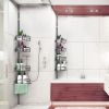 Rust-Resistant Corner Shower Caddy For Bathroom 4 Height Adjustable Shelves With Tension Pole Towel Bar Hanging Hook Floor Standing Bath Storage Rack