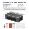 33 Inch Single Bowl Top Mount Drop In Stainless Steel Workstation Kitchen Sink With Bottom Grid and Basket Drain and Roll-Up Drying Rack and Colander
