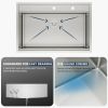 33 Inch Single Bowl Top Mount Drop In Stainless Steel Workstation Kitchen Sink With Bottom Grid and Basket Drain and Roll-Up Drying Rack and Colander