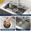 33 Inch Single Bowl Top Mount Drop In Stainless Steel Workstation Kitchen Sink With Bottom Grid and Basket Drain and Roll-Up Drying Rack and Colander
