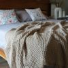 100% Cotton Waffle Weave Throw Blanket 50x60 inch Sand Color Lightweight Soft and Breathable Throw Blanket for All Season Skin Friendly Blanket for Co