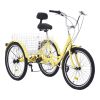 VEVOR Adult Tricycles Bike, 7 Speed Adult Trikes, 24 Inch Three-Wheeled Bicycles, Carbon Steel Cruiser Bike with Basket and Adjustable Seat