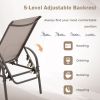 2 Pieces Outdoor Patio Lounge Chair Chaise Fabric with Adjustable Reclining Armrest