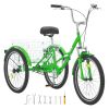 VEVOR Folding Adult Tricycle, 24-Inch Adult Folding Trikes, Carbon Steel 3 Wheel Cruiser Bike with Large Basket & Adjustable Seat