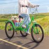 VEVOR Folding Adult Tricycle, 24-Inch 7-Speed Adult Folding Trikes, Carbon Steel 3 Wheel Cruiser Bike with Basket & Adjustable Seat