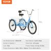 VEVOR Adult Tricycles Bike, 26 Inch Three-Wheeled Bicycles, 3 Wheel Bikes Trikes, Carbon Steel Cruiser Bike with Basket & Adjustable Seat