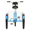 VEVOR Adult Tricycles Bike, 26 Inch Three-Wheeled Bicycles, 3 Wheel Bikes Trikes, Carbon Steel Cruiser Bike with Basket & Adjustable Seat