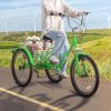VEVOR Folding Adult Tricycle, 24-Inch Adult Folding Trikes, Carbon Steel 3 Wheel Cruiser Bike with Large Basket & Adjustable Seat