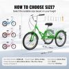 VEVOR Folding Adult Tricycle, 24-Inch Adult Folding Trikes, Carbon Steel 3 Wheel Cruiser Bike with Large Basket & Adjustable Seat