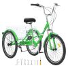 VEVOR Folding Adult Tricycle, 24-Inch 7-Speed Adult Folding Trikes, Carbon Steel 3 Wheel Cruiser Bike with Basket & Adjustable Seat