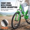 VEVOR Folding Adult Tricycle, 24-Inch 7-Speed Adult Folding Trikes, Carbon Steel 3 Wheel Cruiser Bike with Basket & Adjustable Seat