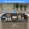 Drop In Quartz Workstation Kitchen Sink Top mount Single Bowl Granite Composite Sink with Roll-up Drying Rack, Cutting Board, Bottom Grid and Strainer