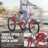 VEVOR Folding Adult Tricycle, 24-Inch Adult Folding Trikes, Carbon Steel 3 Wheel Cruiser Bike with Large Basket & Adjustable Seat