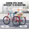 VEVOR Folding Adult Tricycle, 24-Inch Adult Folding Trikes, Carbon Steel 3 Wheel Cruiser Bike with Large Basket & Adjustable Seat